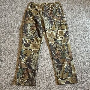 Vintage Cabelas Cargo Pants Men 34x31 Camo Leafs Hunting Camping